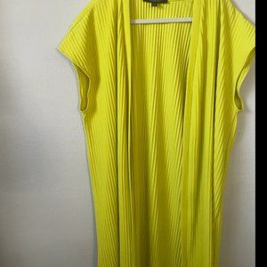 Chartreuse short sleeve knee length cardigan